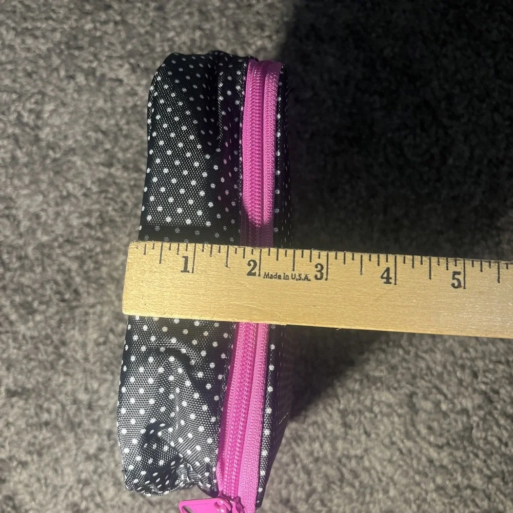 Bag And Carry Hanging Travel Cosmetic Bag Black White Polls Dots Pink‎ Zipper